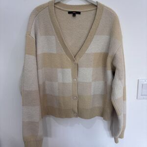 Vans Cream Tan Checkered Pullover Top Sweatshirt Women’s Large